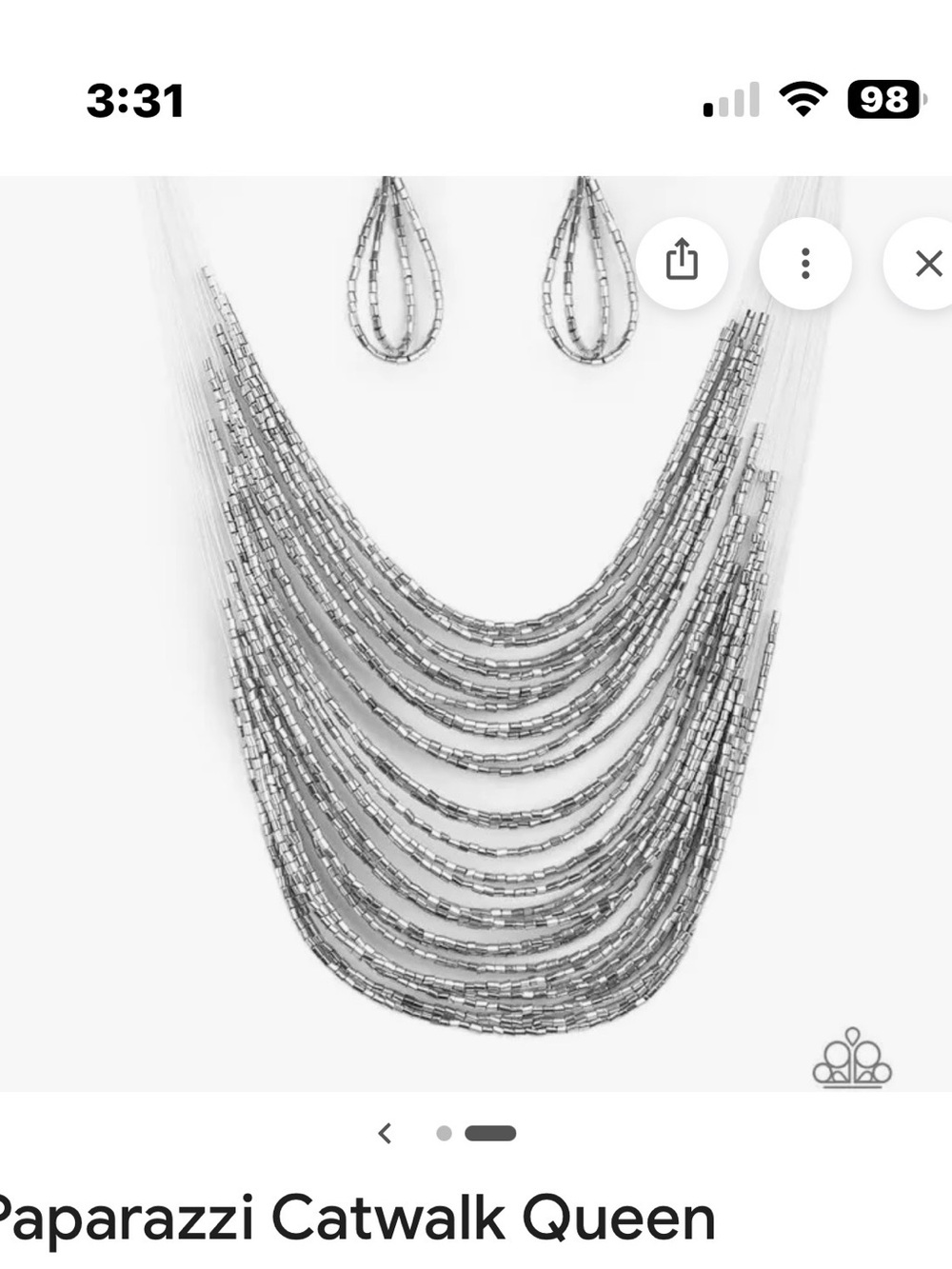 paparazzi Silver Layered Beaded Necklace with Matching Drops